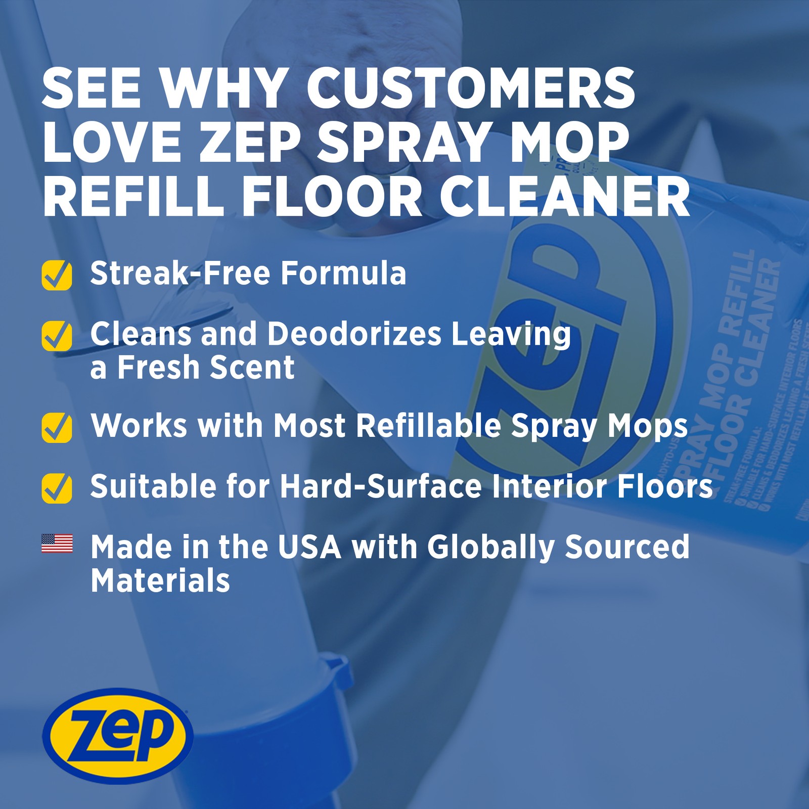 Zep Spray Mop Refill and Floor Cleaner – 1 Gallon (Case of 4) ZUMSF128 –