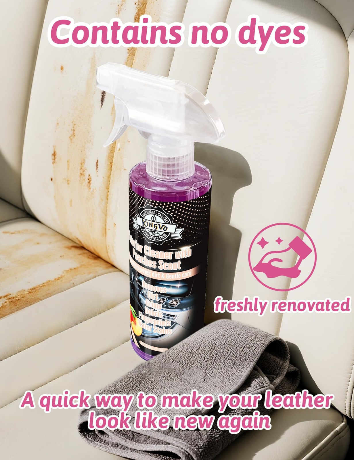 Kingvo Car Interior Cleaner, Interior Cleaner Carpet Dashboard Vinyl Sofa Lea…