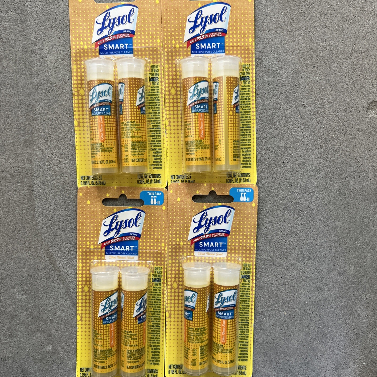 Lysol Smart Multi Purpose Cleaner Refill Citrus Breeze Scent 4 Packs Of 2 New
