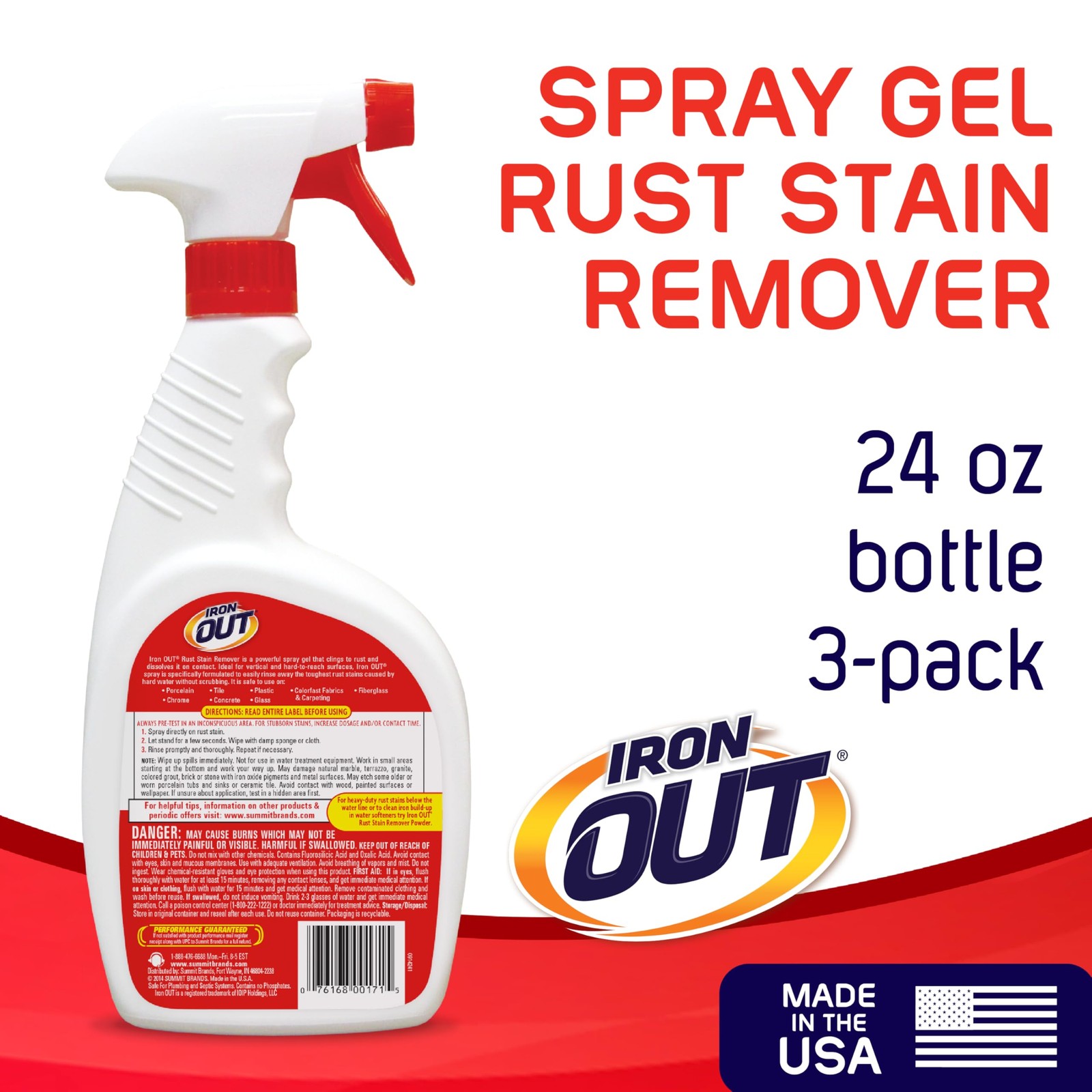 Iron OUT Rust Stain Remover Spray Gel Remove and Prevent Rust Stains 3 Pack
