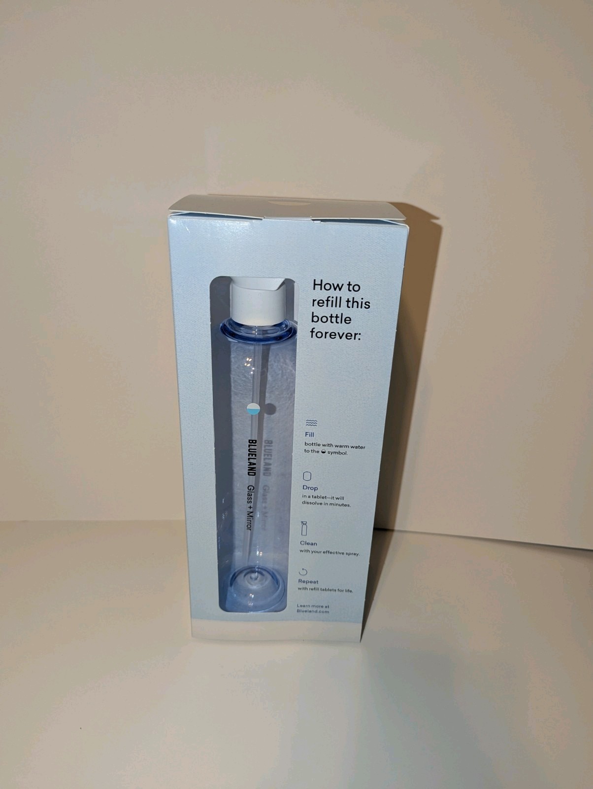 Blueland Glass + Mirror Cleaner Bottle With 1 Cleaning Tablet Unscented