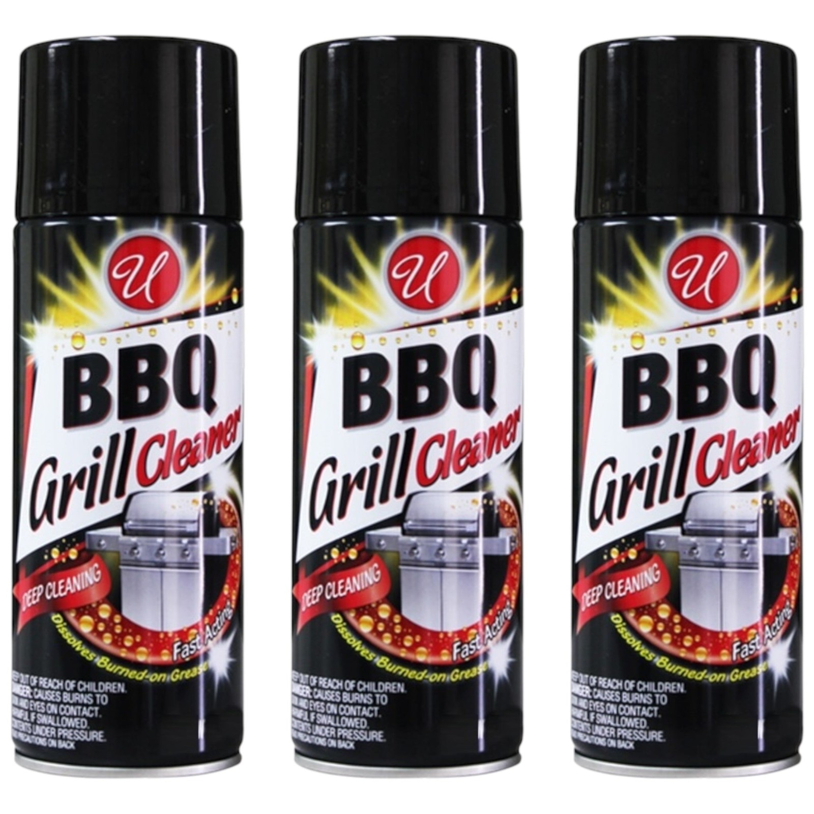 BBQ Barbeque Grill Cleaner – Deep Cleaning & Fast Acting, 14oz. (Pack of 3)