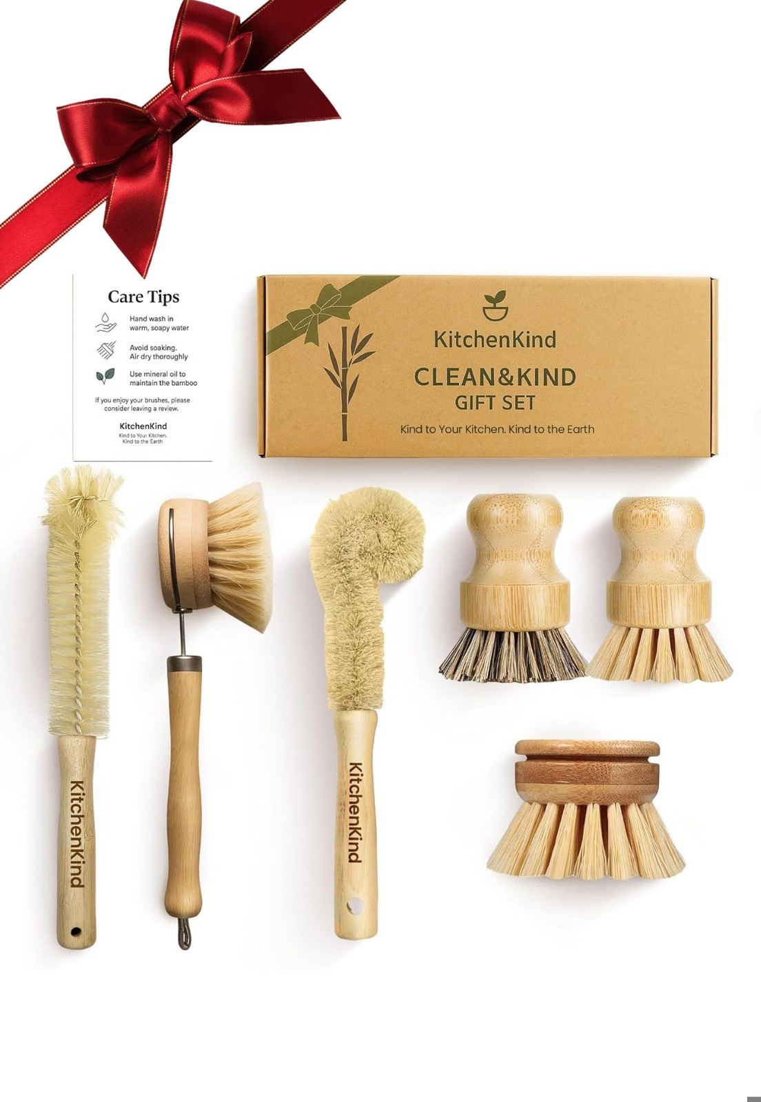 Clean & Kind Gift Set – Premium 6-Piece Eco-Friendly Kitchen Brush Set with N…