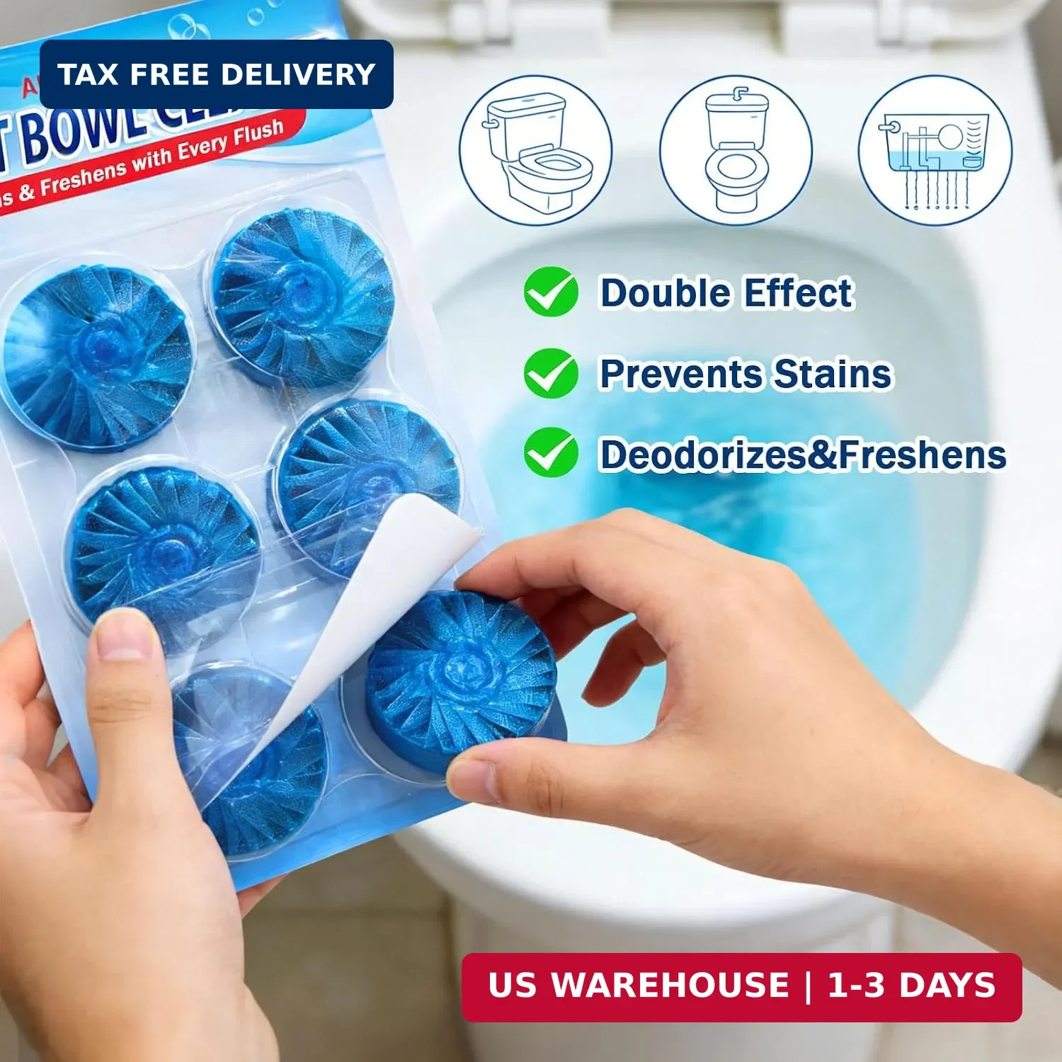 Automatic Toilet Bowl Cleaner Tablets – Long-Lasting Bathroom Tank Cleaner for E