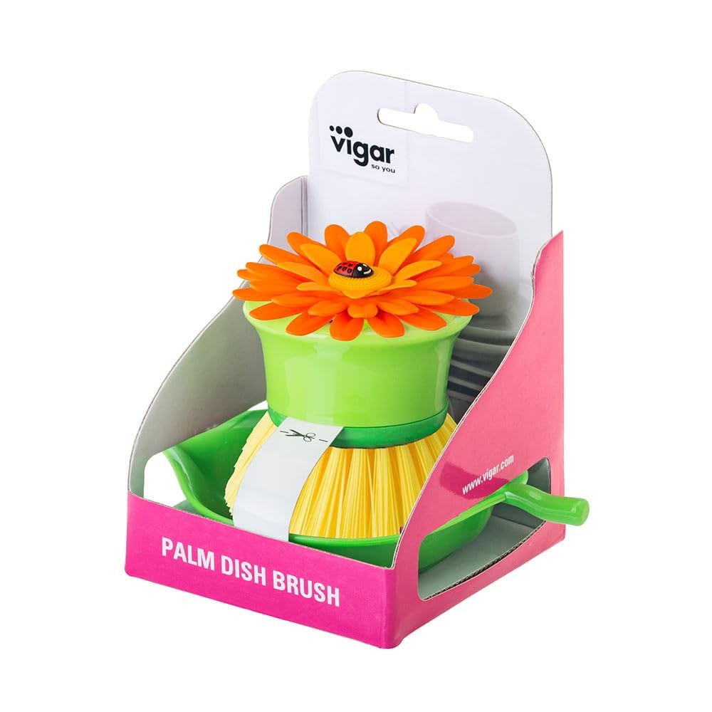 Flower Palm Dish Scrub Brush With Holder Kitchen Brushes For Dishes Sink Brush A