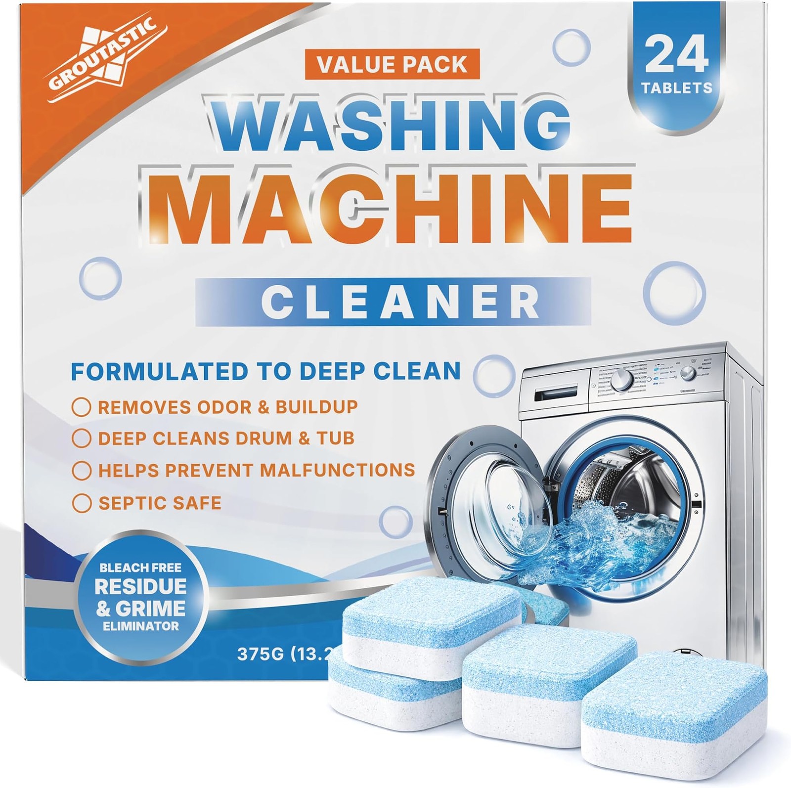 Washing Machine Cleaner Tablets 24 Count – Descaler & Deep Cleaner for Front …