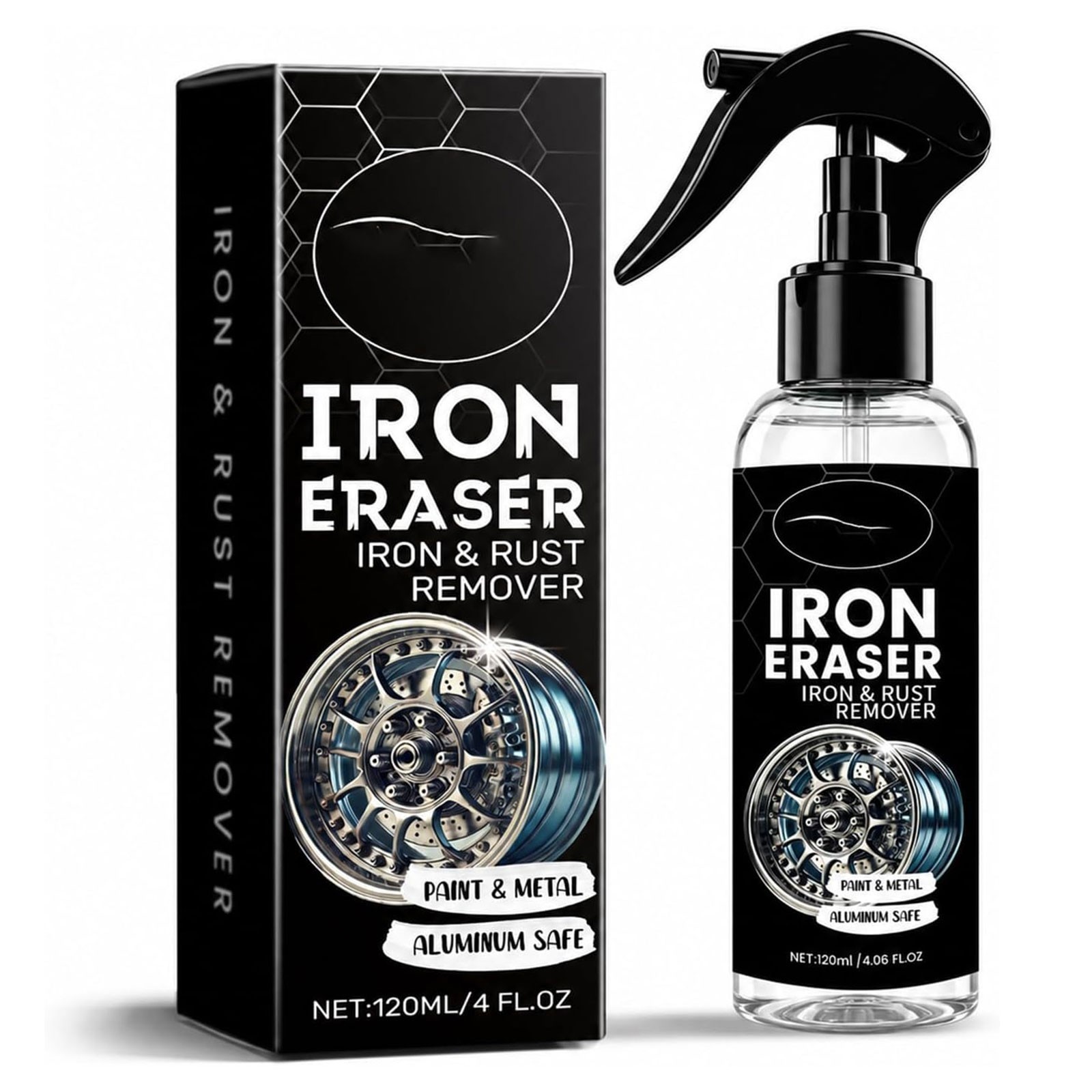 Iron Eraser Rust Remover Spray, Car Wheel Paint Brake Dust Fast Cleaner 120ML