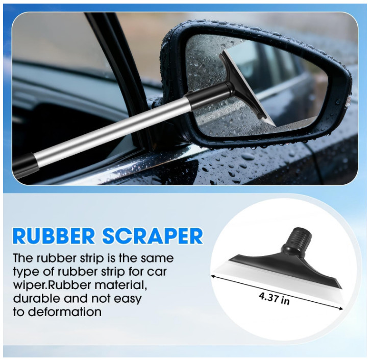 Windshield Cleaner Tool, Car Interior Cleaning Kit with Extendable Handle and 3