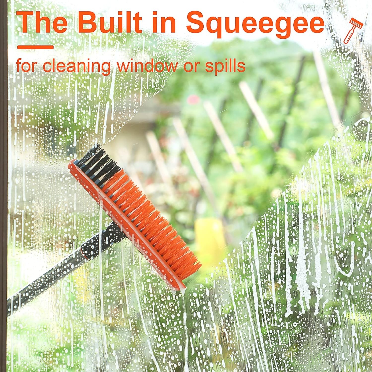2-in-1 floor cleaning brush and tile grout brush, V-shaped corner brush (orange)