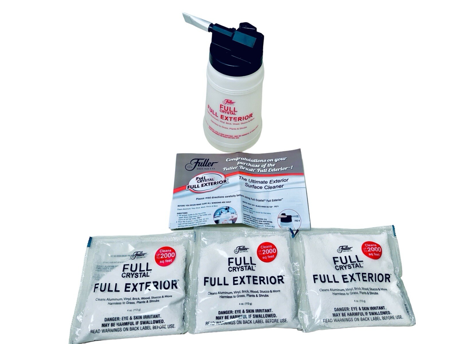 Fuller Brush Co Full Crystal Full Exterior 32 oz Dispenser & 3-4 oz Powder Packs