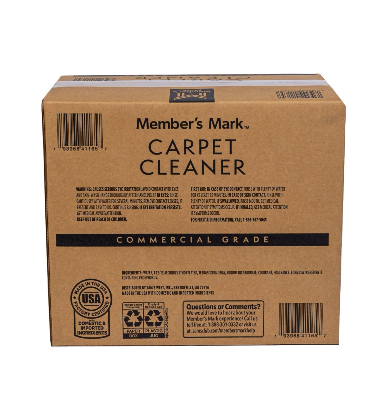 Member’s Mark Commercial Carpet Cleaner Concentrate, 1 gal each, 4 pk *FREE SHIP