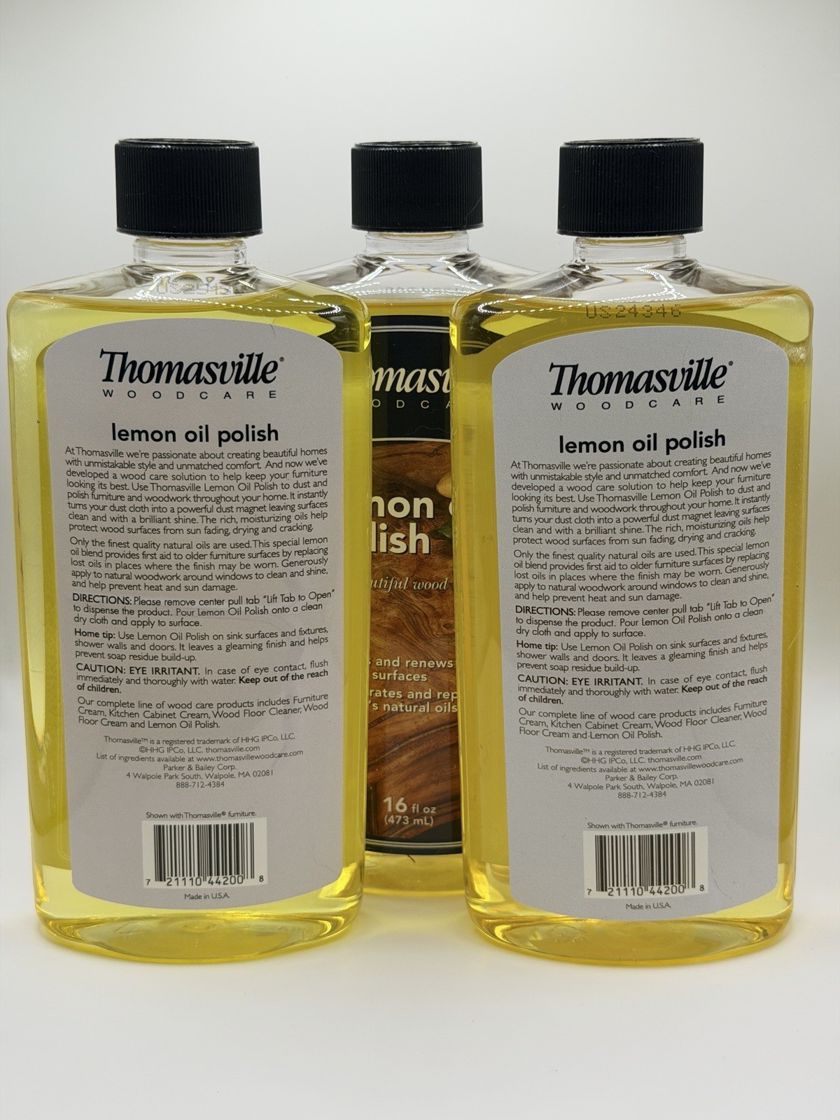 Lot of 3 Thomasville Woodcare Lemon Oil Polish 16 oz Furniture Wood Care