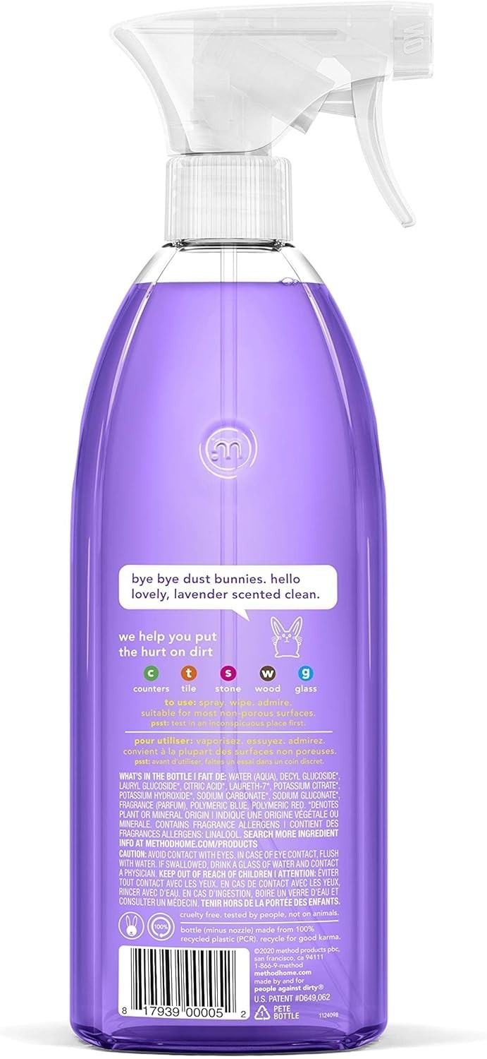 (pack of 8) Method All-Purpose Cleaner Spray French Lavender 28oz Multi Surface