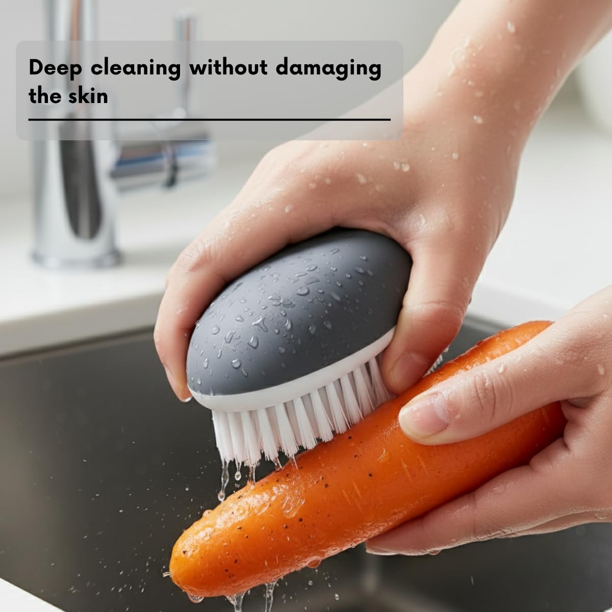 LEONBRANDS 3-Piece Vegetable Brush for Food and Silicone Sink Mat Set – Ergon…