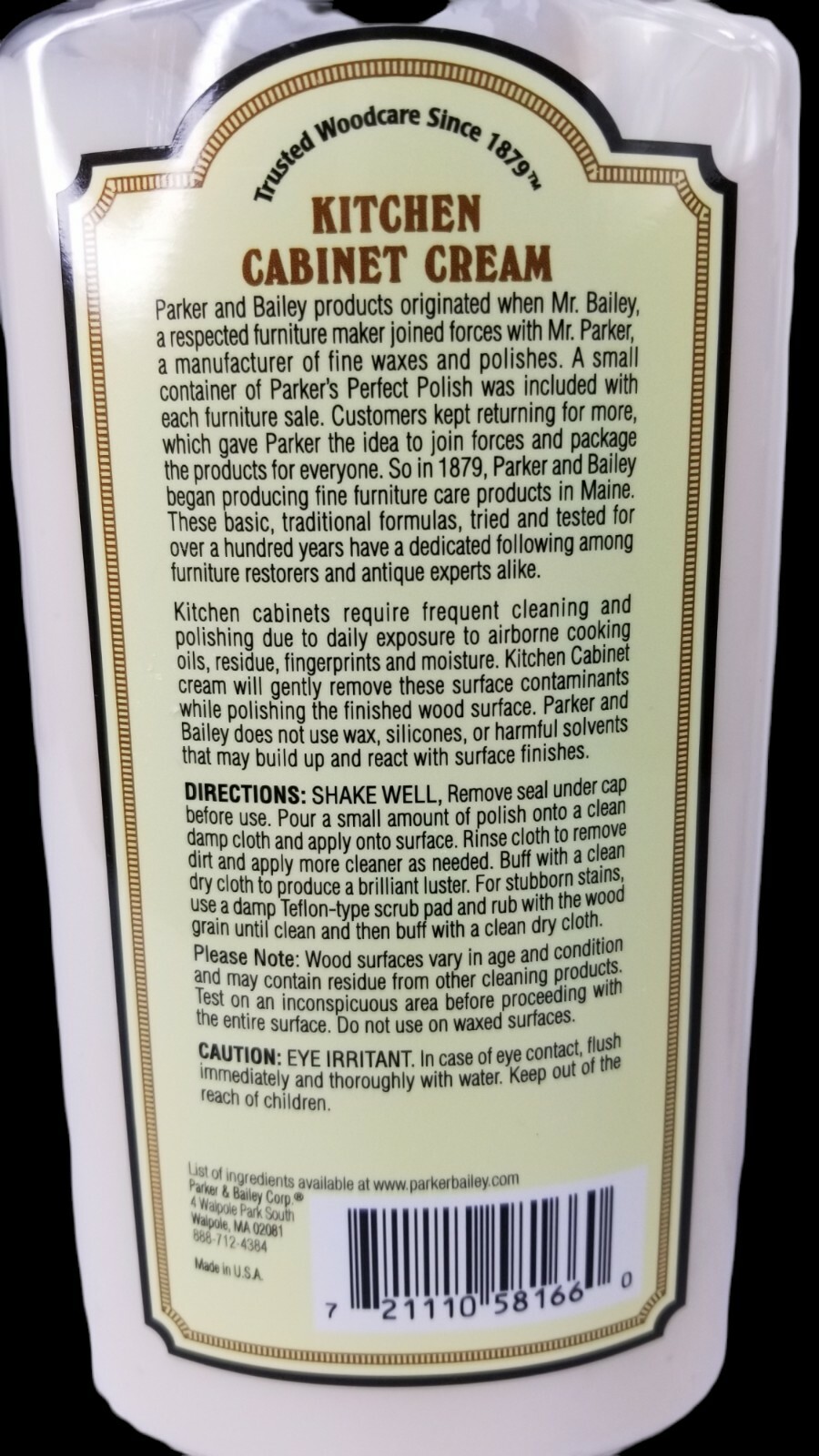 2 PARKER & BAILEY CABINET CREAM All Woods Clean Shine w Lasting Protection 16oz