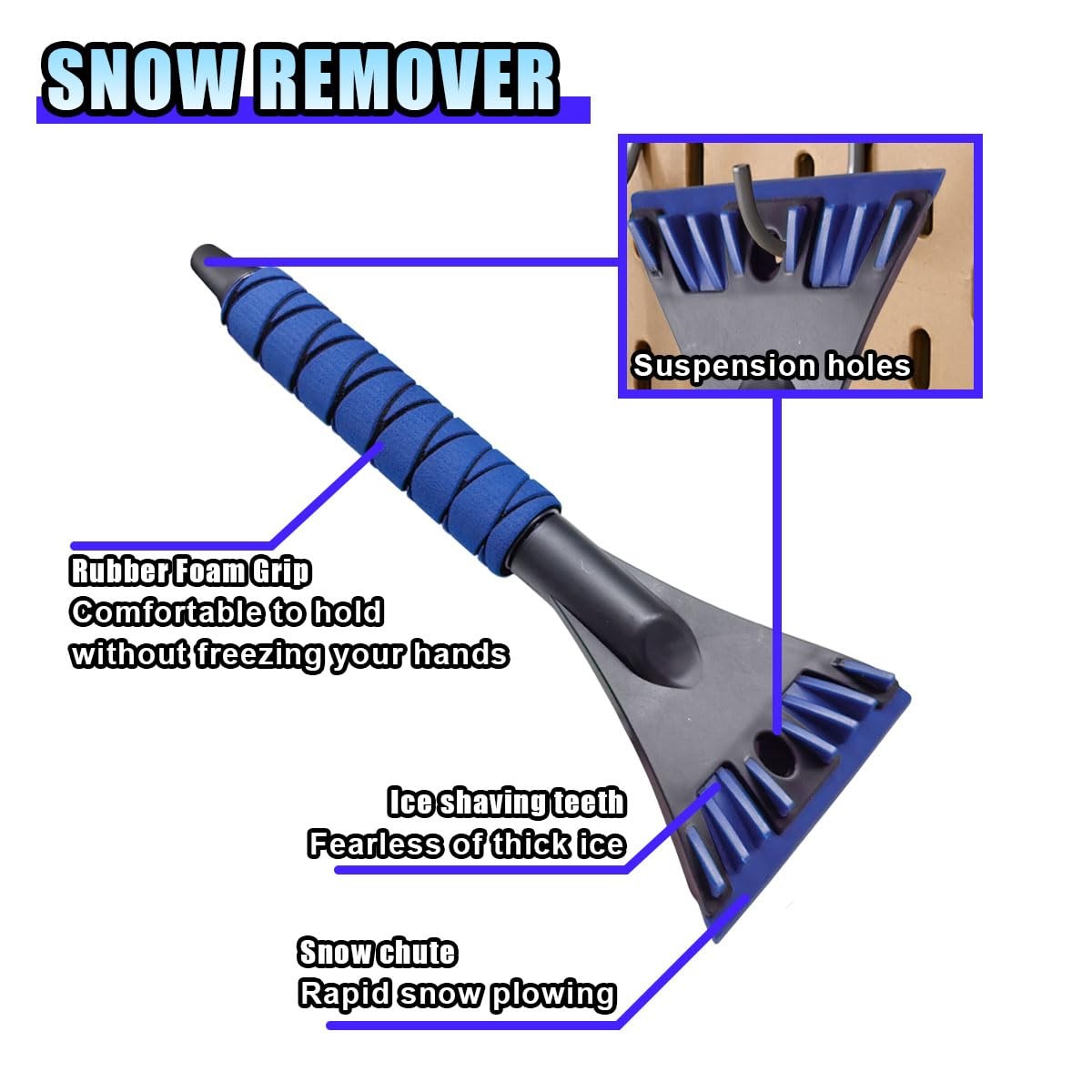 Ice Scraper for Car Windshield, No Scratch Car Window Frost Scraper with Foam Ha