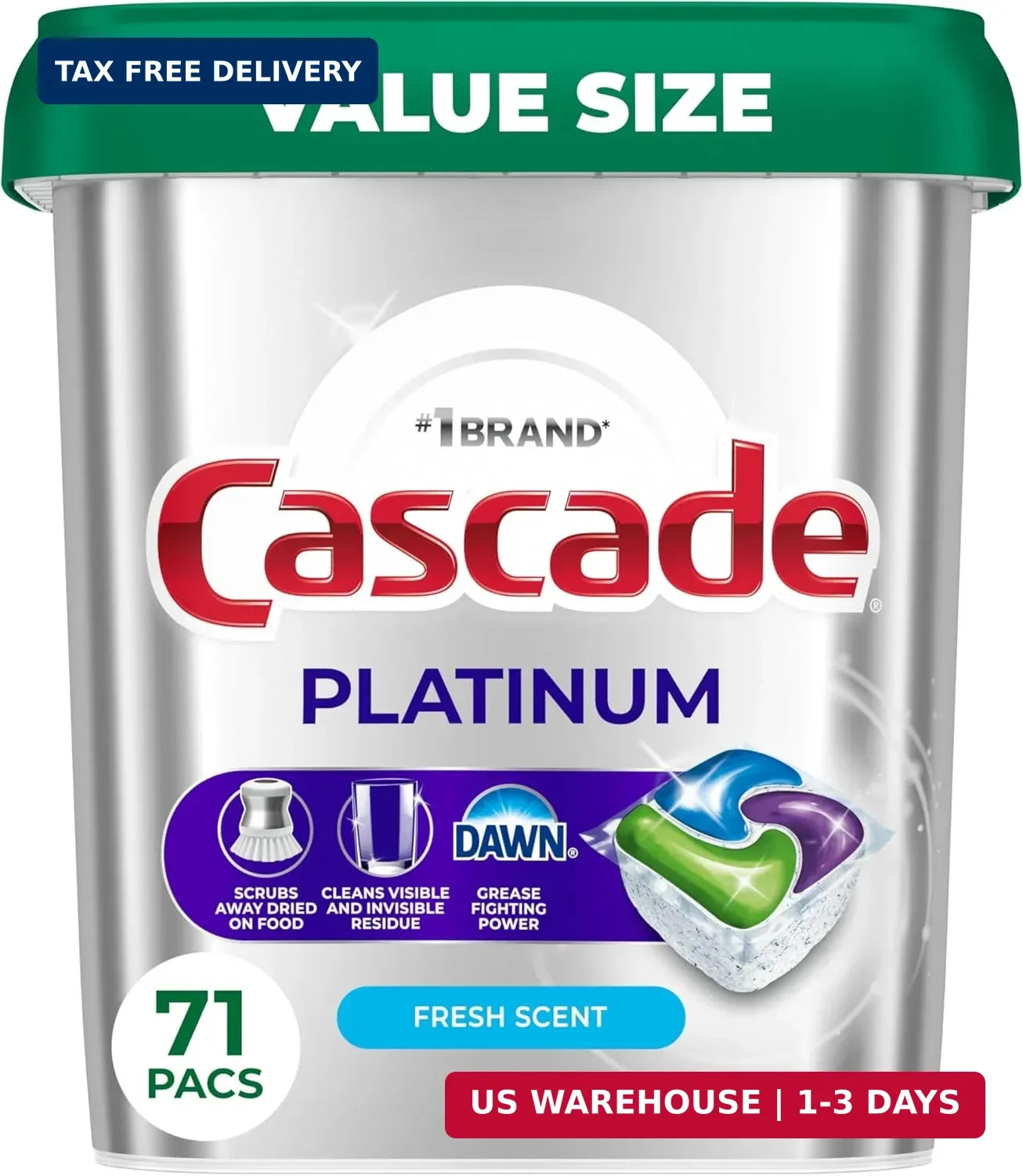 Cascade Platinum Dishwasher Pods, Dishwasher Detergent, Dish Detergent Soap, Fre