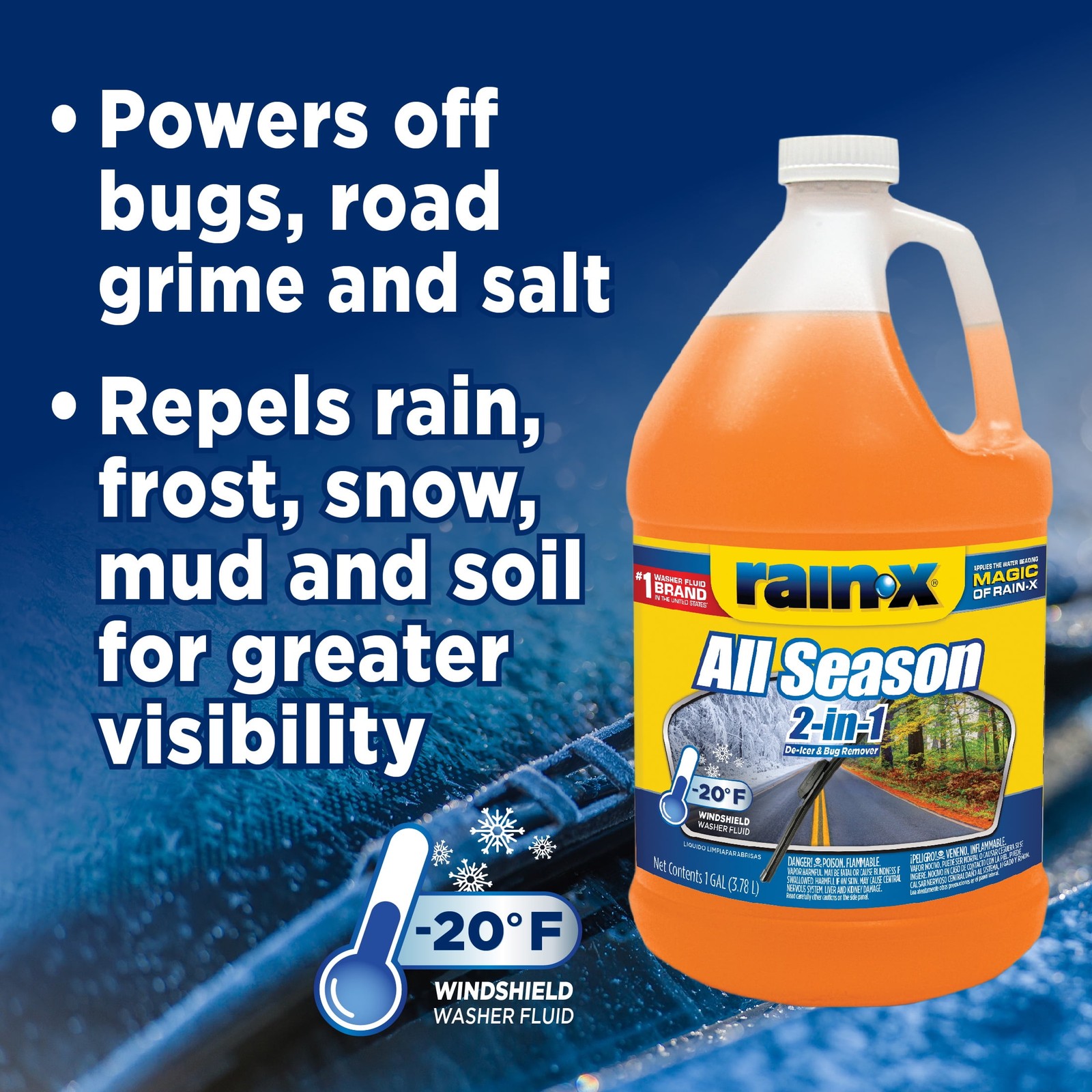 2-in-1 All-Season Windshield Washer Fluid Concentrate -20F Freeze Protection