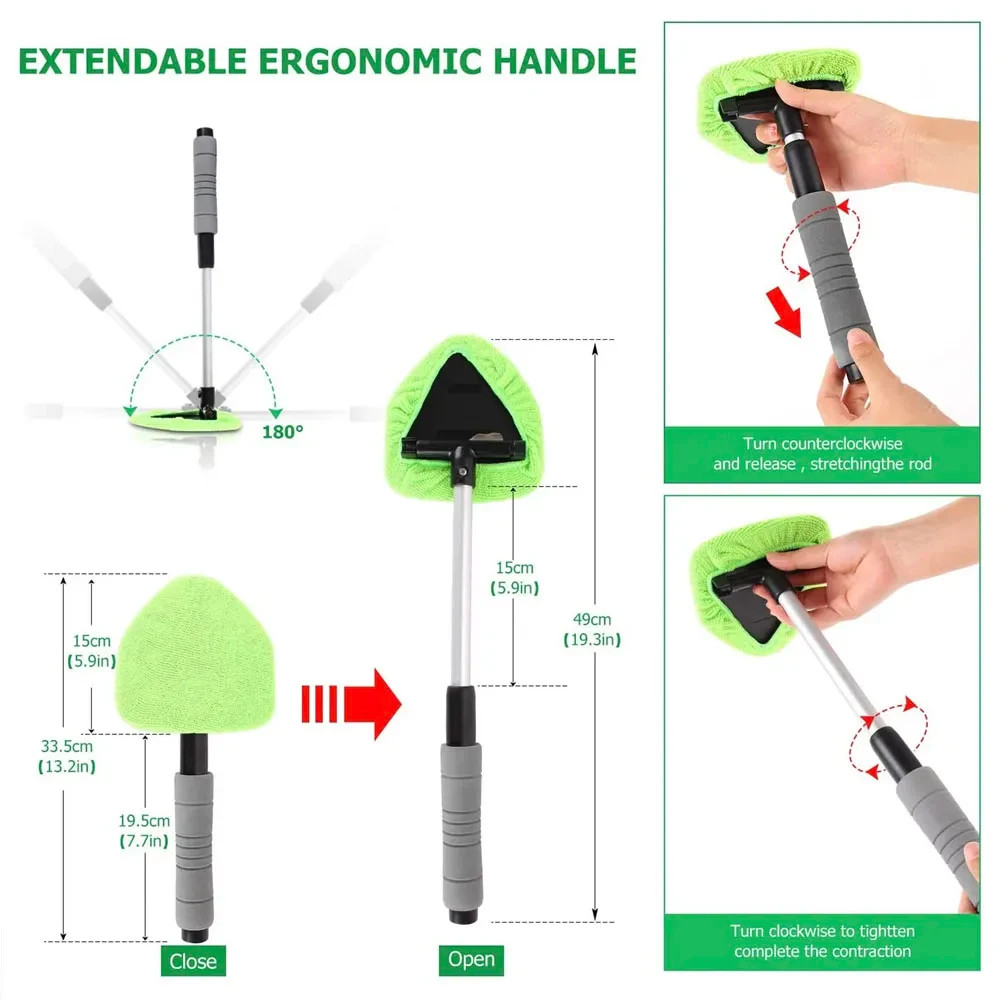 Windshield Cleaner Wand Microfiber Car Inside Window Cleaning Tool Anti Fog 2025