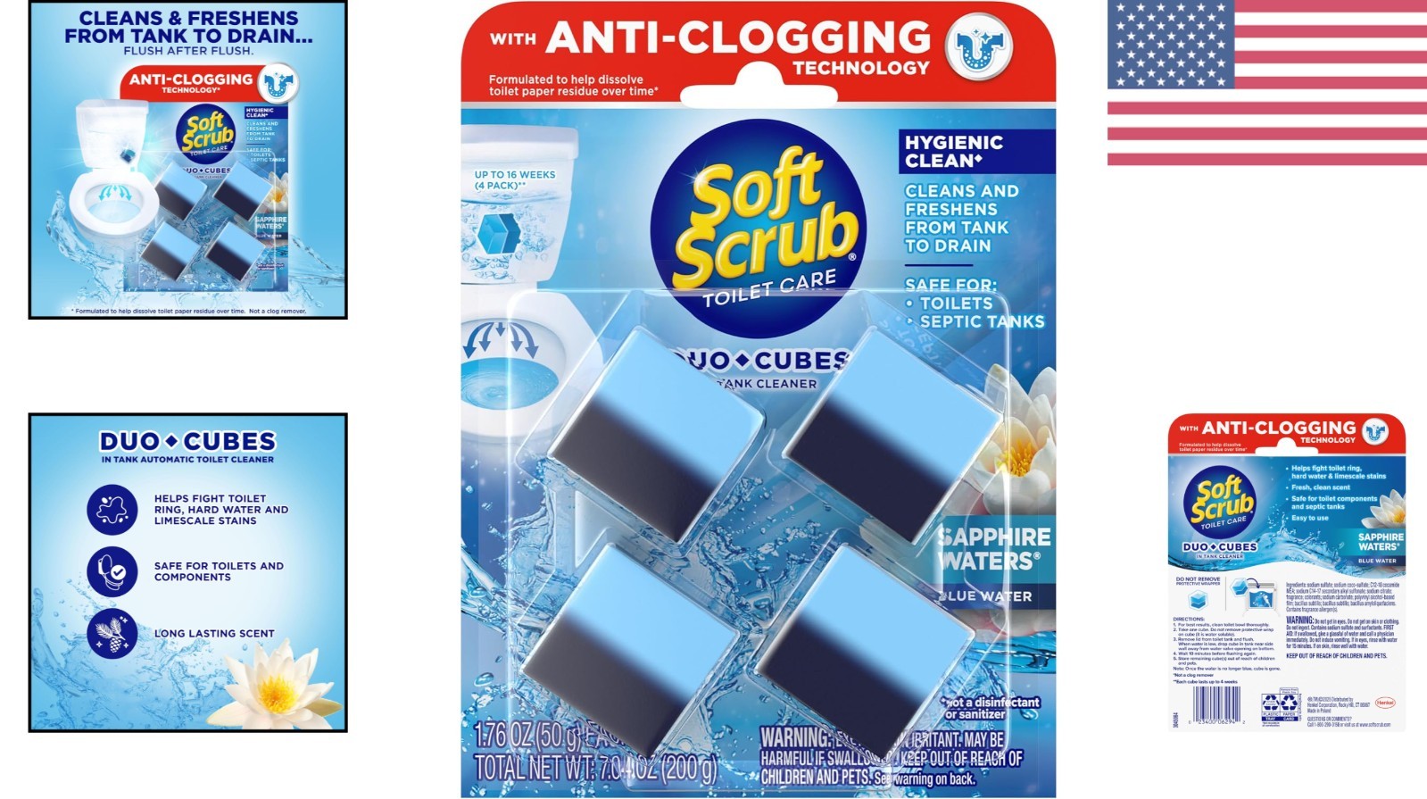 Sapphire Waters In-Tank Toilet Cleaner Duo-Cubes – 4 Count for Lasting Freshness