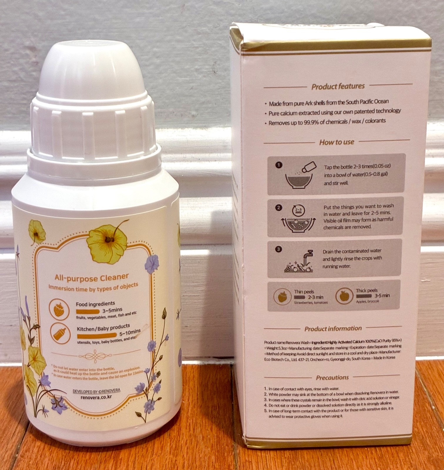 Renovera Fruit & Vegetable Wash Bottle 150g / 5.3 Fl oz New In box