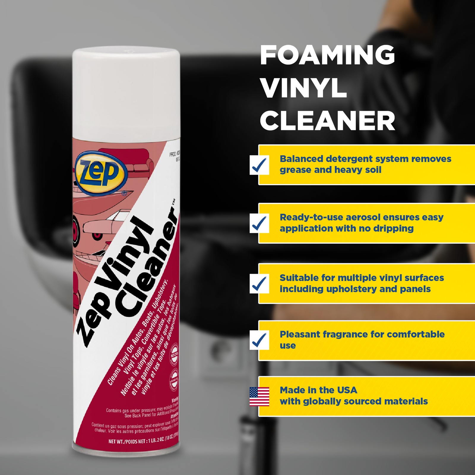 Zep Multi-Use Foaming Vinyl Cleaner – 20 oz (Case of 12) 23401 – Just Spray and