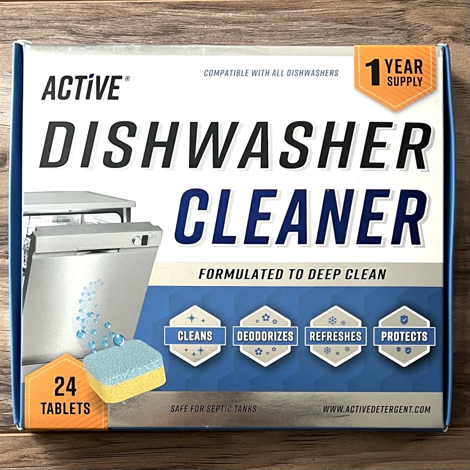 ACTIVE Dishwasher Cleaner & Deodorizer Tablets 24 Pack Deep Cleaning Pods NEW