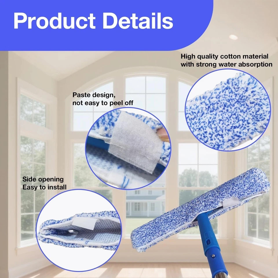 4 Pack 14″ Microfiber Window Scrubber Refill Replacement Compatible with Unge