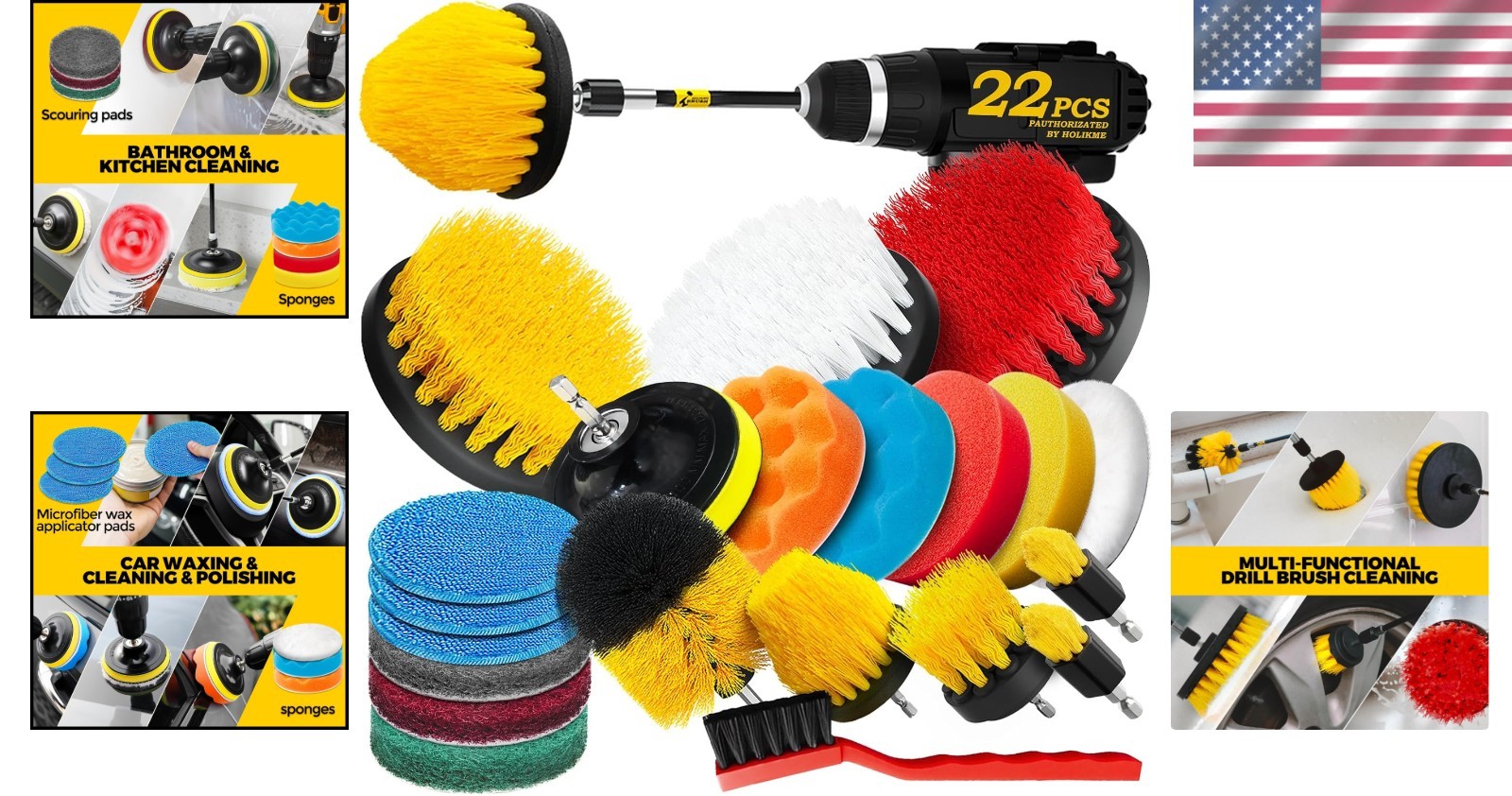 22-In-One Drill Brush Attachment Set – Ideal for Deep Cleaning Home & Vehicles
