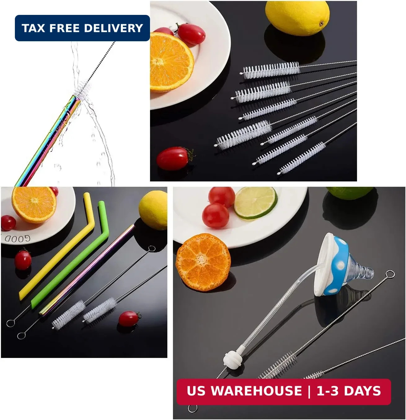 12 Inch Extra Long Straw Brush Cleaner (10 Pack), Flexible Nylon Tube Cleaning B
