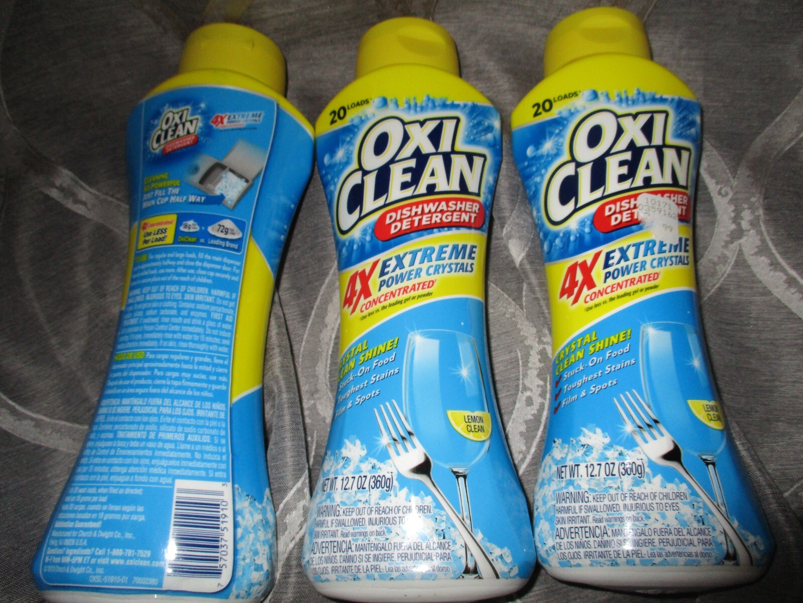 lot of 3 OxiClean Dishwasher Detergent 4x Extreme Power Crystals Lemon Clean