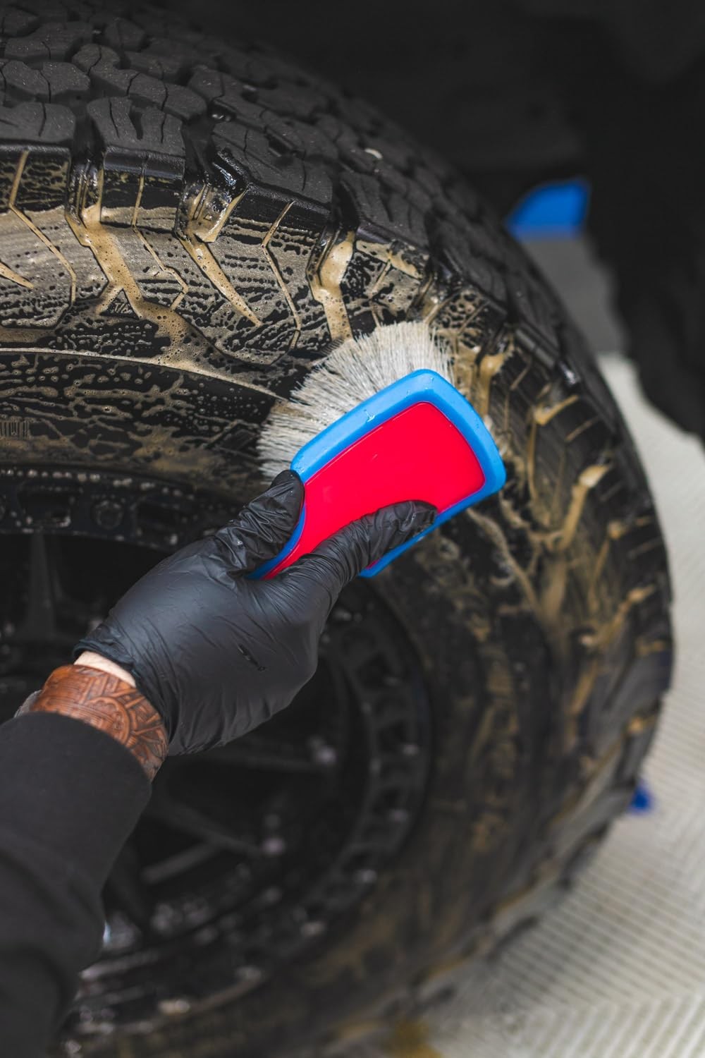ProGrip XL Tire Brush – Ergonomic Handle, Stiff Bristles for Tough Grime