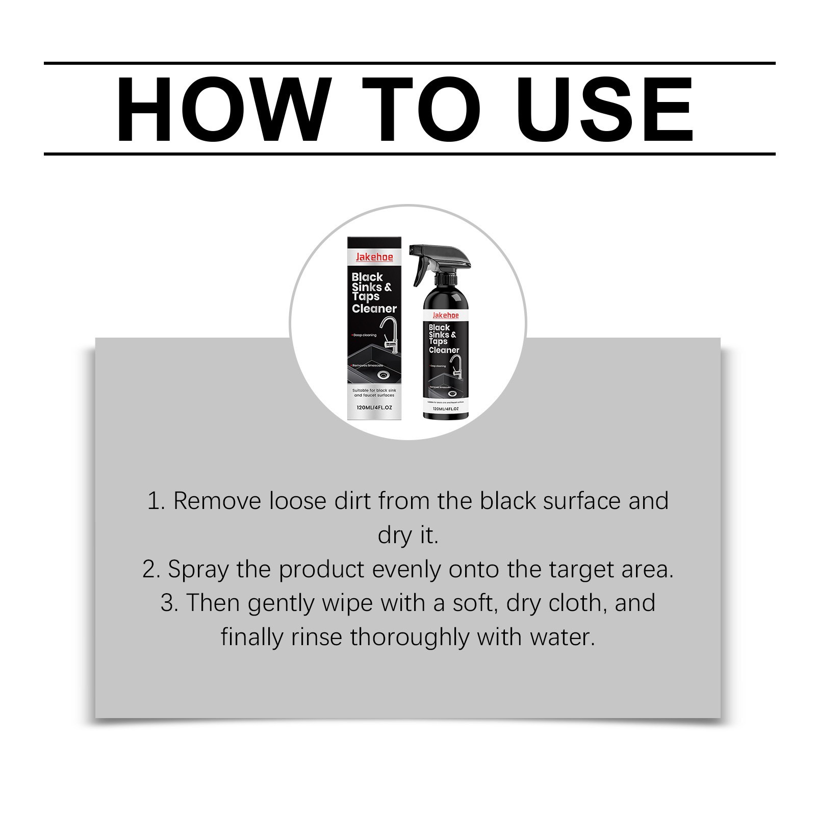 Black Sink and Tap Cleaner Spray,Water Stain Limescale Remover for Black Faucets