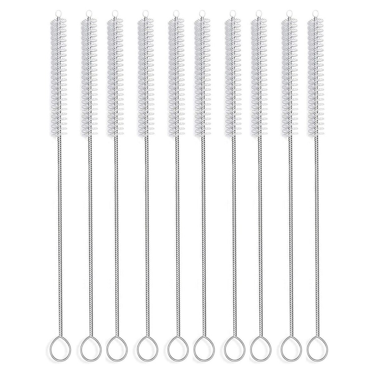 10Pcs Cleaning Brush Kit Nylon Stainless Steel Long Handle Straw Tube Pipe New