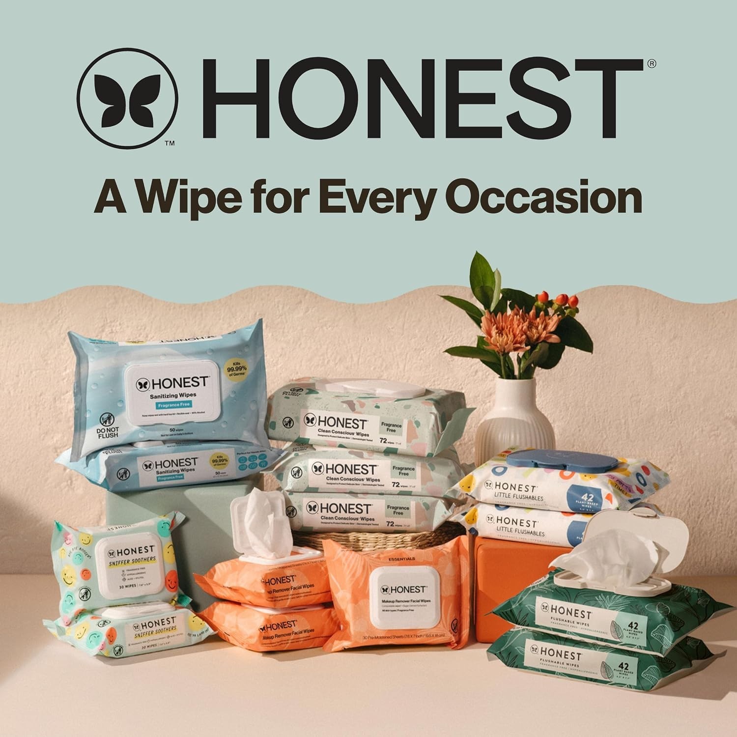 The Honest Company Sensitive Baby Wipes 60 Pack, Geo Mood Hypoallergenic