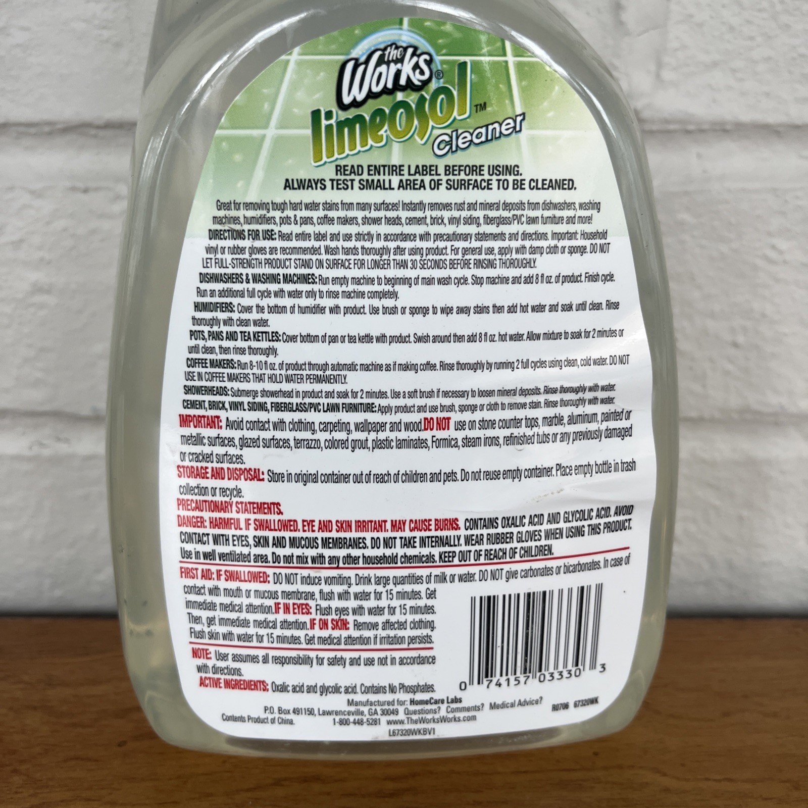 The Works LIMEOSOL Cleaner Original Formula Lime Calcium Rust Hard Water