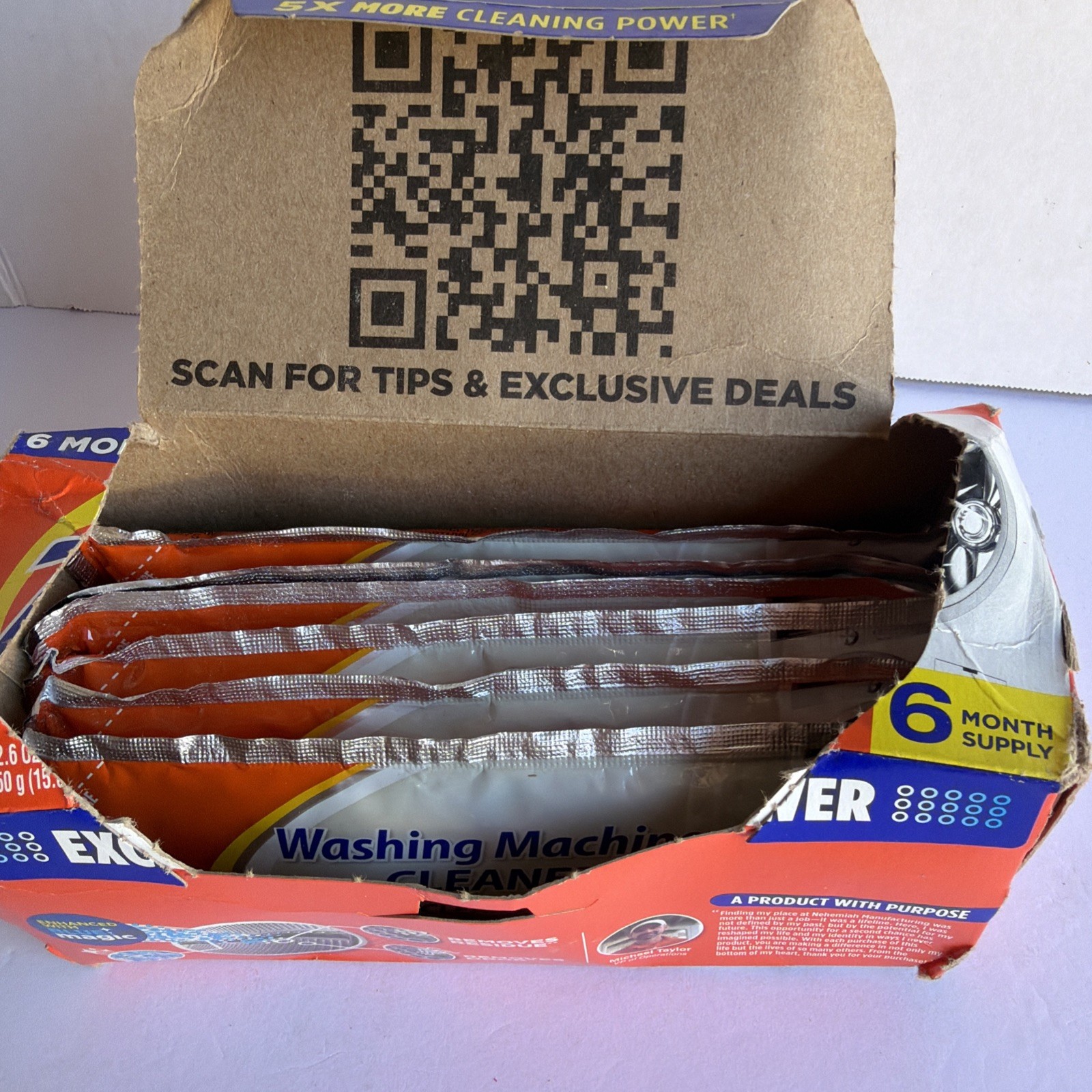 Tide Washing Machine Cleaner with Oxi Fresh Scent 6 Pouches New