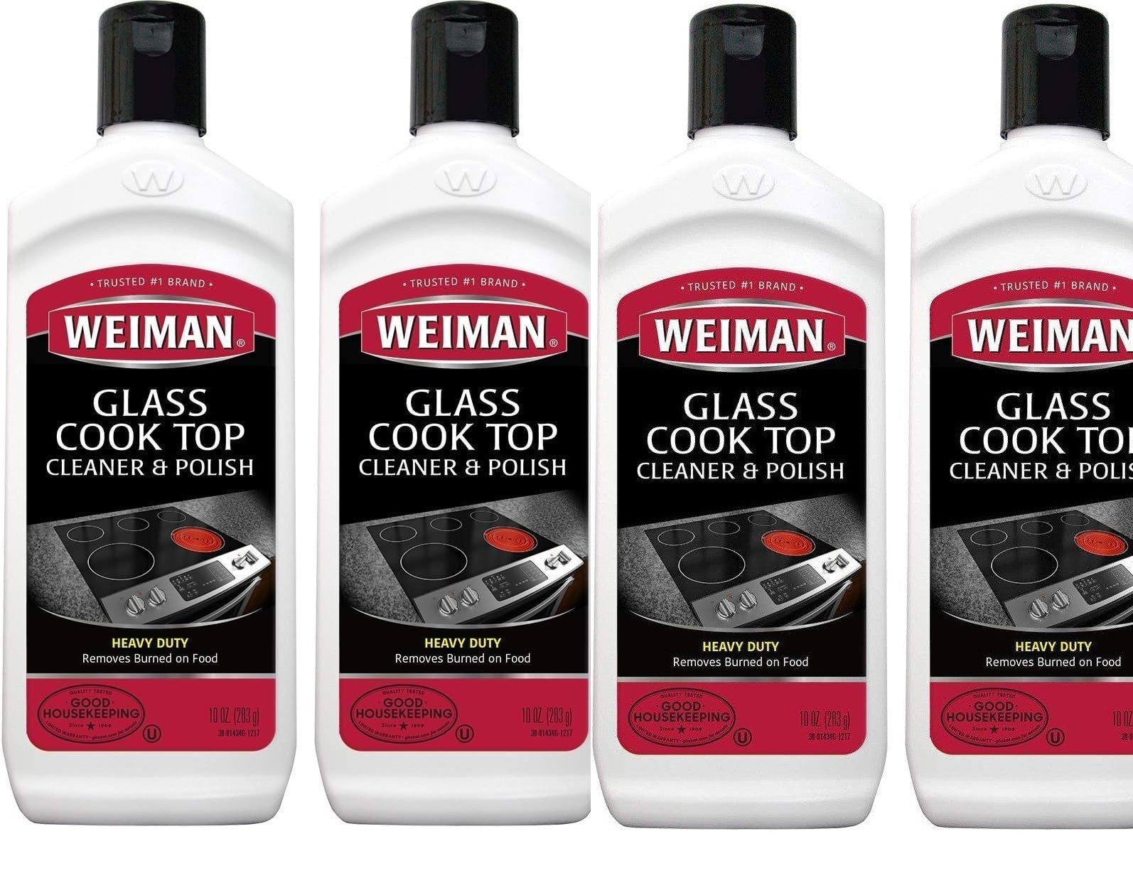 4 Pack Weiman Glass Cooktop Heavy Duty Cleaner & Polish Shines and Protects