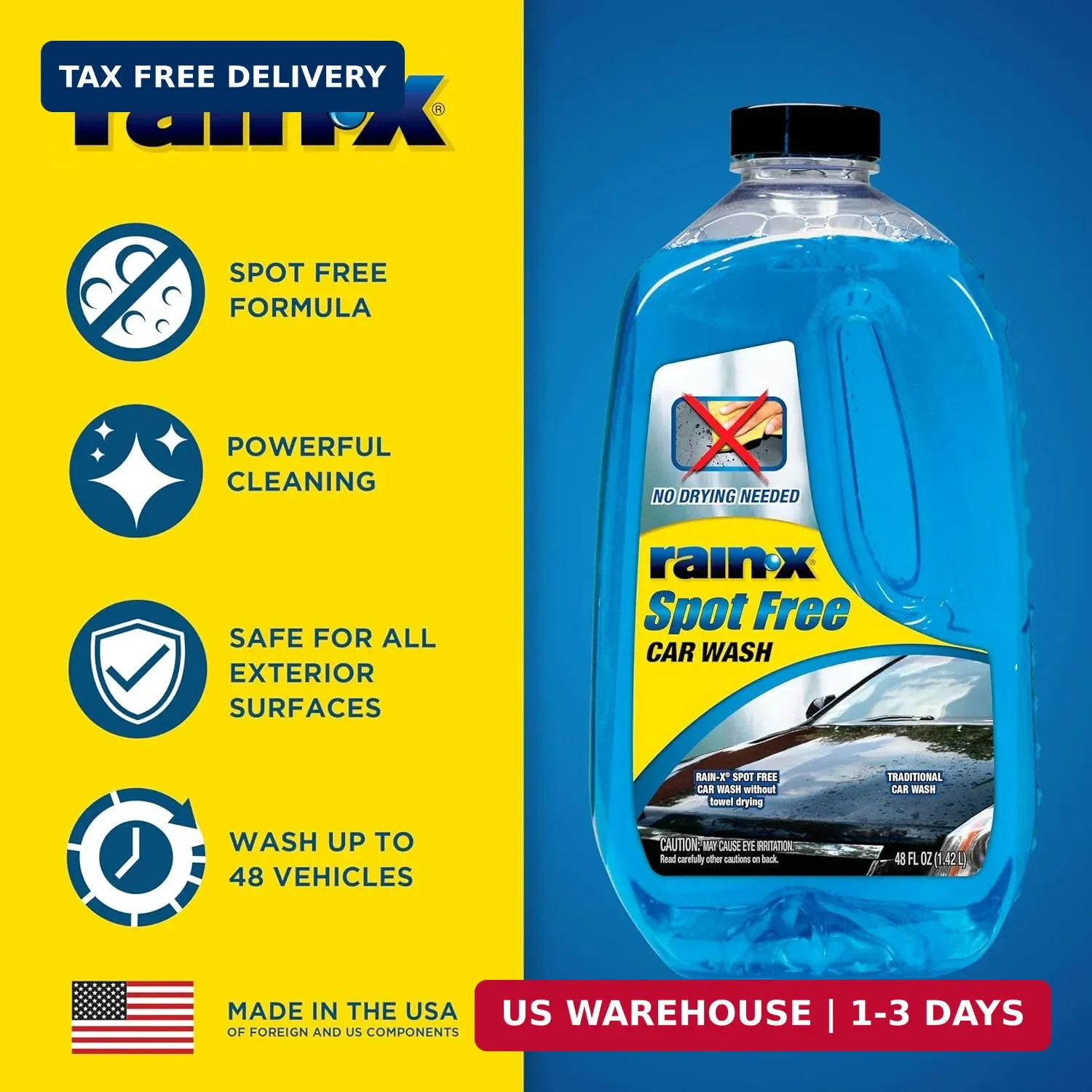 Rain-X Car Wash Soap Deep Cleaning High Foam Spot Free Shine Car Detailing 48oz