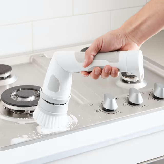 Multi-Purpose Handheld Electric Spin Scrubber – 5 Replaceable Brush Heads