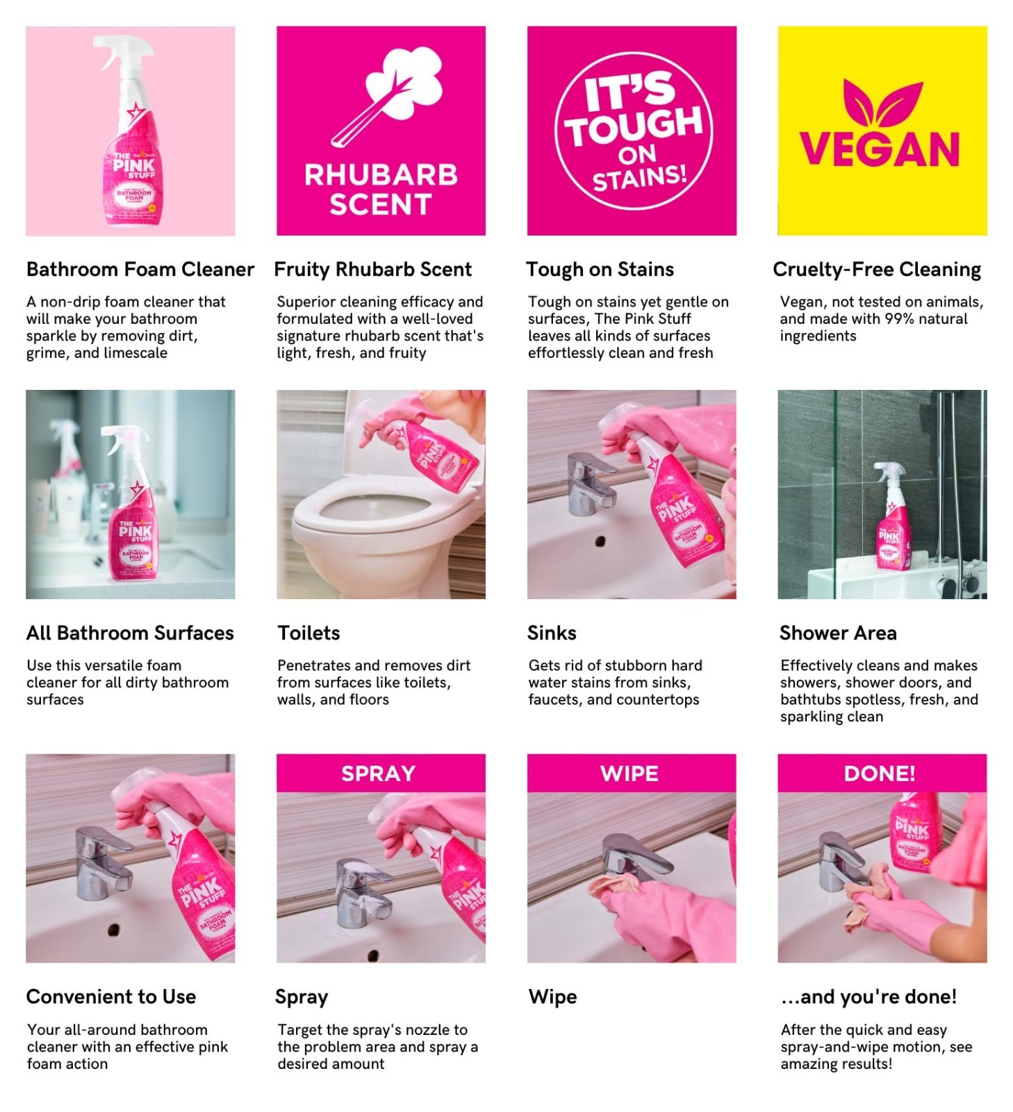 Miracle Bathroom Foam Cleaner 750ml – Streak Free, Soap Scum & Limescale Remover