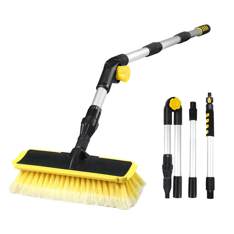 Automotive surface cleaning tool featuring a retractable elastic silicone brush