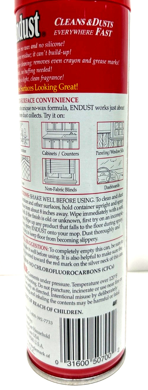 Vintage 1996 Endust Fresher Scent/Original Cleaning & Dusting Spray-10oz-New