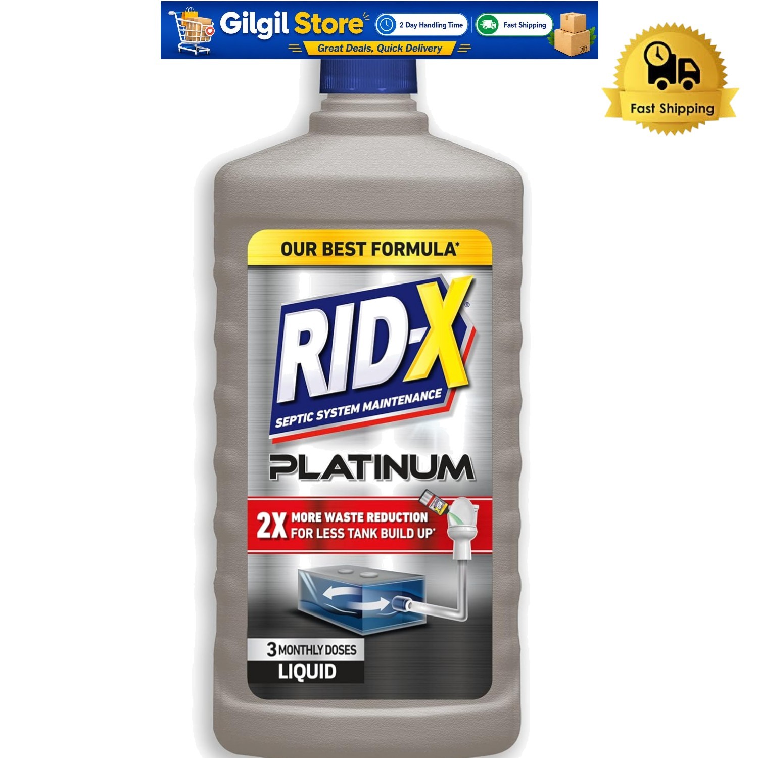 Platinum Septic Tank Treatment Liquid – 3 Supply for Maximum Waste Reduction