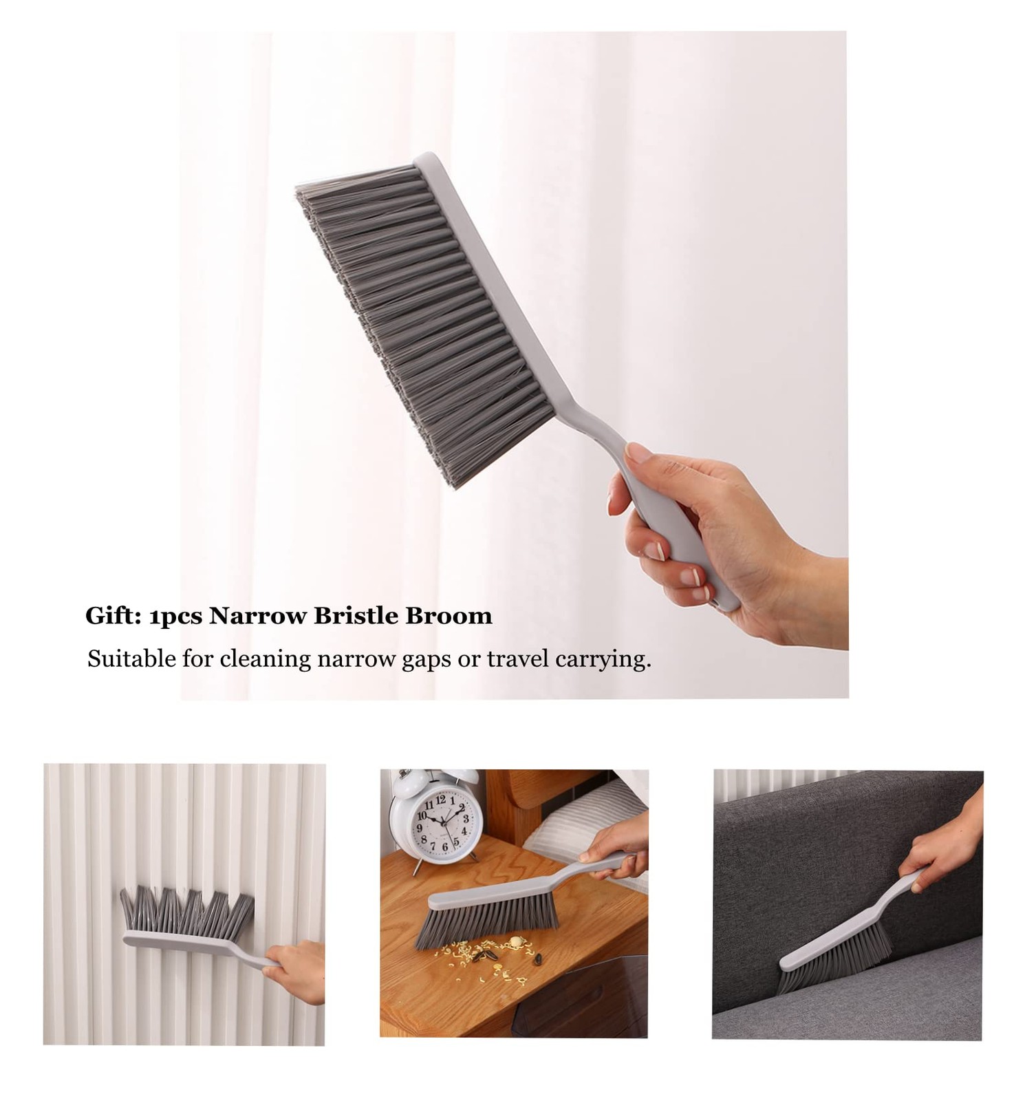 Dusting Brush 13″ Short Thick Firm Plastic Bristles Medium Handheld Broom Cleani