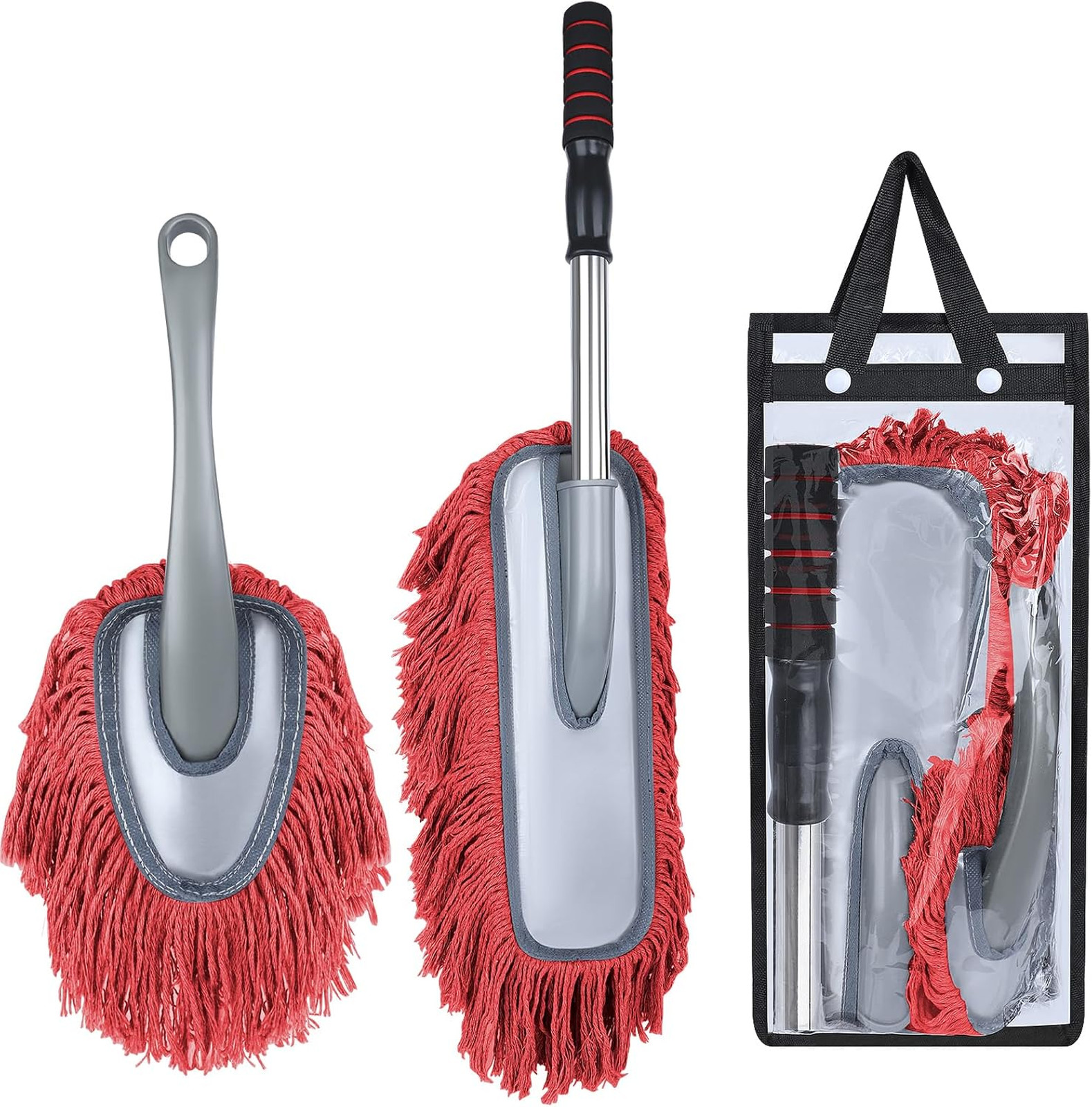 Large Car Duster Set, Extendable Handle, Scratch Free, Wax Cotton Hair, for Car