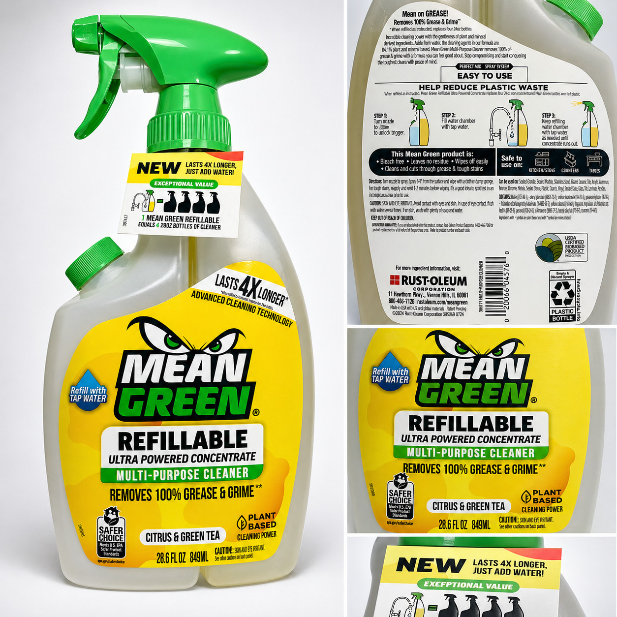 Mean Green Refillable Cleaner 28.6oz LARGE SIZE Citrus Spray Bottle New