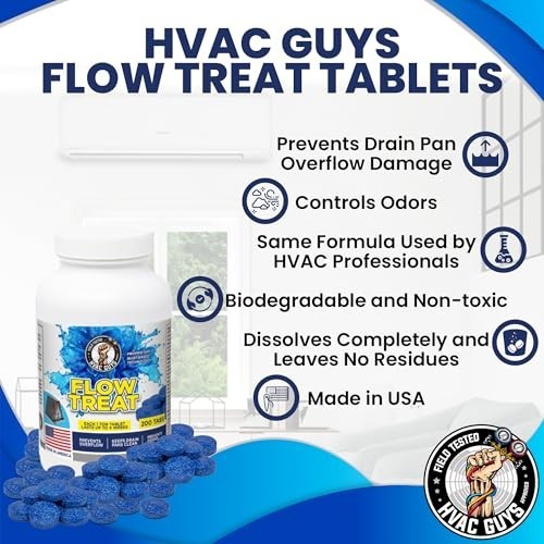 Flow Treat Tabs – 200 Tablets | AC Drain Line Cleaner | Prevent Odors & Overflow