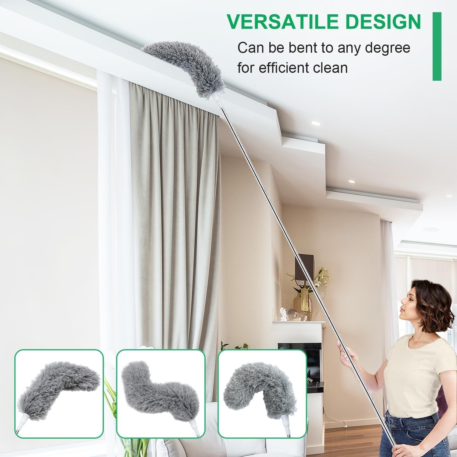 Microfiber Ceiling Fan Duster-Cobweb Cleaner Brush Kit Telescopic Extension Pole