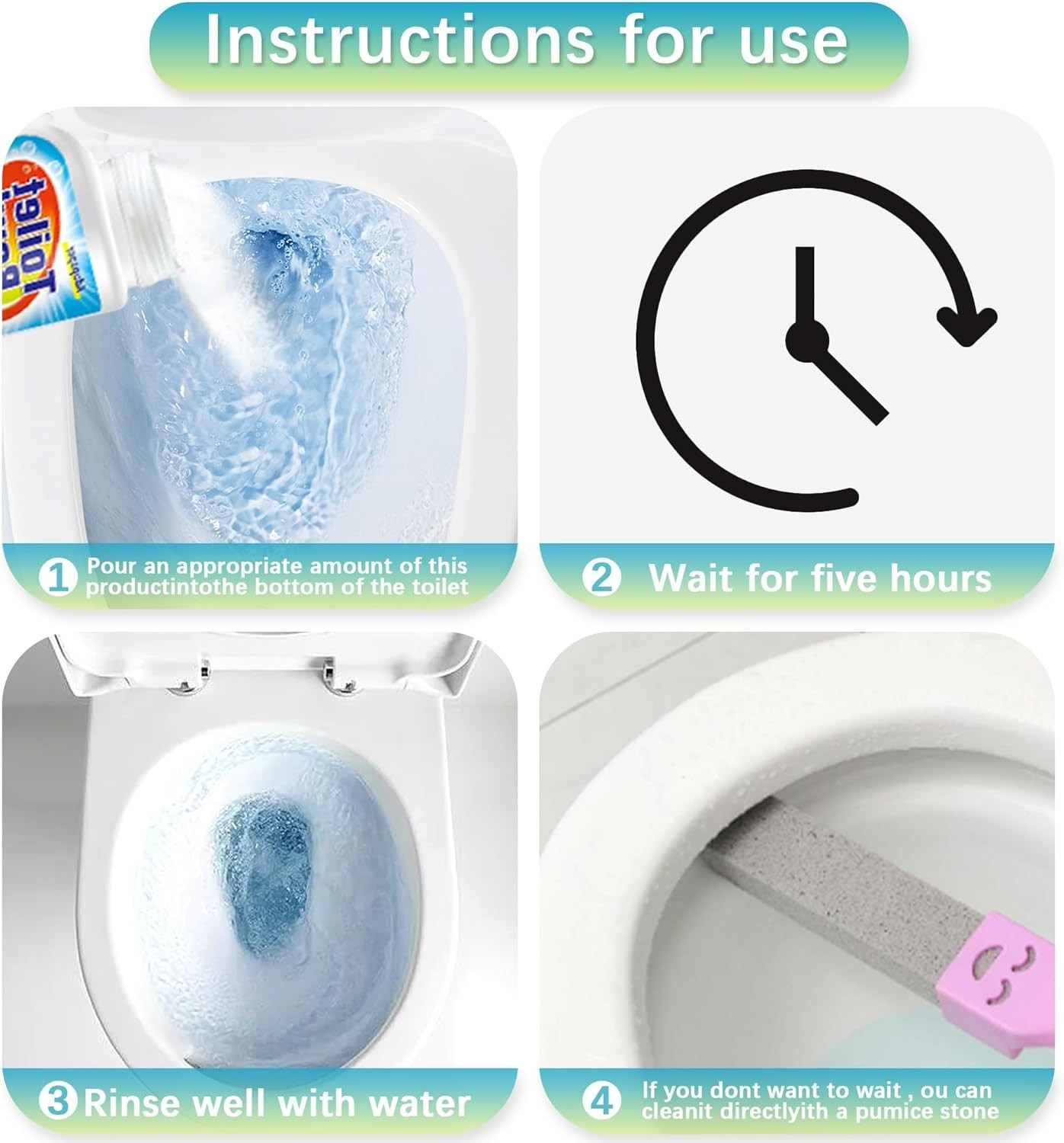 2-Pack Pumice Stone Toilet Cleaning Solution for Tough Stains & Calcium Buildup